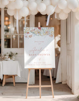 Modern Floral Baby Shower Welcome Sign | Pink Flowers