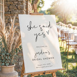 She Said Yes Bridal Shower Welcome Sign | Modern Minimalist