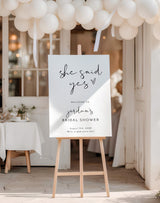 She Said Yes Bridal Shower Welcome Sign | Modern Minimalist