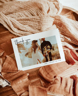 Folded Photo Wedding Thank You Card with Envelopes | Blank Inside Modern Minimalist - close-up detail