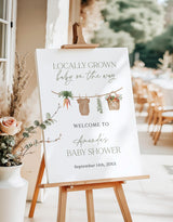 Locally Grown Baby Shower Welcome Sign | Farmers Market Boho