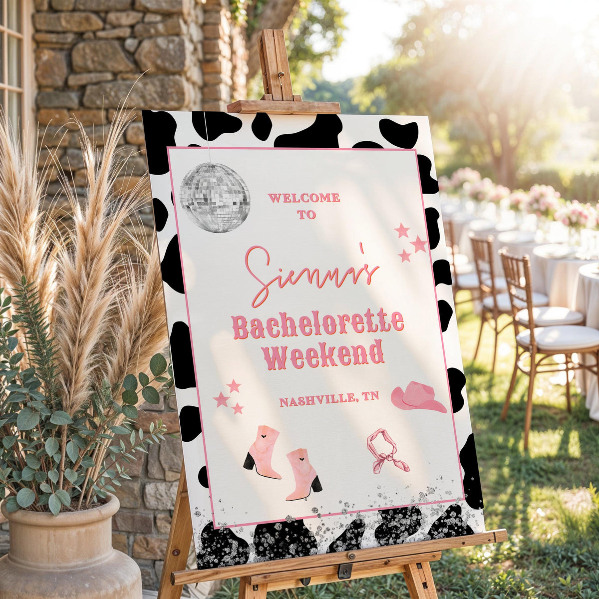 Cowgirl Disco Bachelorette Welcome Sign | Nashville Rodeo Bach