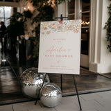 Modern Floral Baby Shower Welcome Sign | Pink Flowers