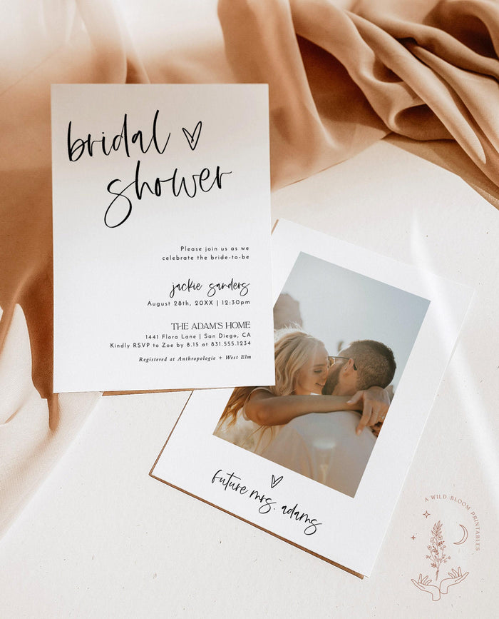 Personalized Minimalist Bridal Shower Invitation with Envelopes