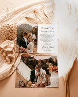 Personalized Boho Photo Wedding Thank You Card with Envelopes