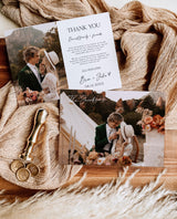 Personalized Boho Photo Wedding Thank You Card with Envelopes