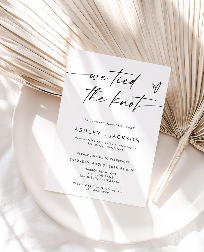 We Tied the Knot Elopement Announcement with Envelopes — Minimalist