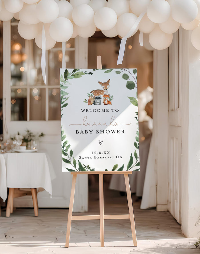 Woodland Baby Shower Welcome Sign | Forest Nature Theme