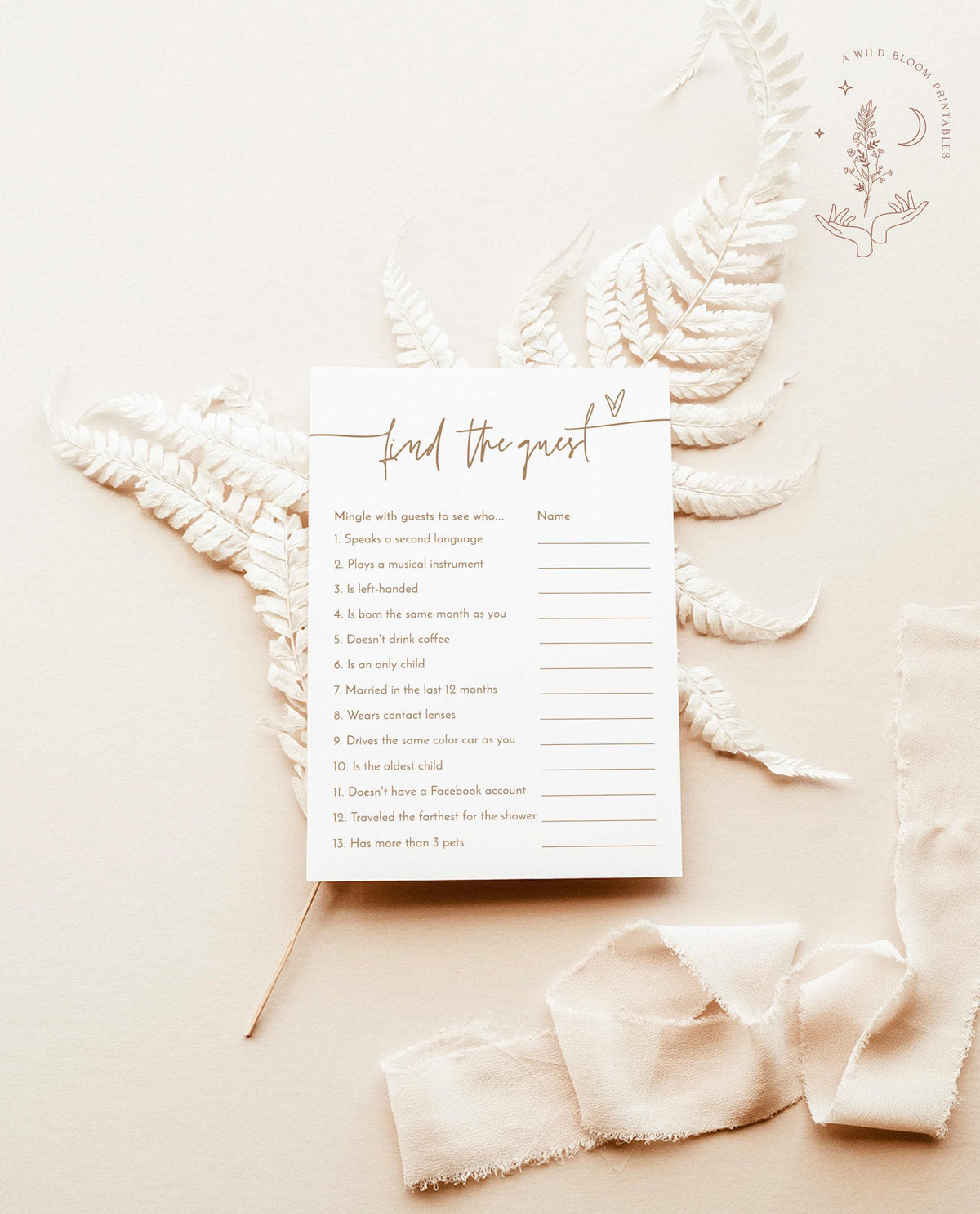 Find the Guest Game Modern Minimalist Bridal Shower BM1