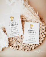 Bubbles and Brews Engagement Party Invitation with Envelopes