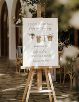 Locally Grown Baby Shower Welcome Sign | Farmers Market Boho - Printed Sign by Wild Bloom Design Studio