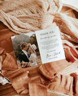 Personalized Boho Photo Wedding Thank You Card with Envelopes