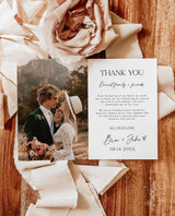Personalized Boho Photo Wedding Thank You Card with Envelopes
