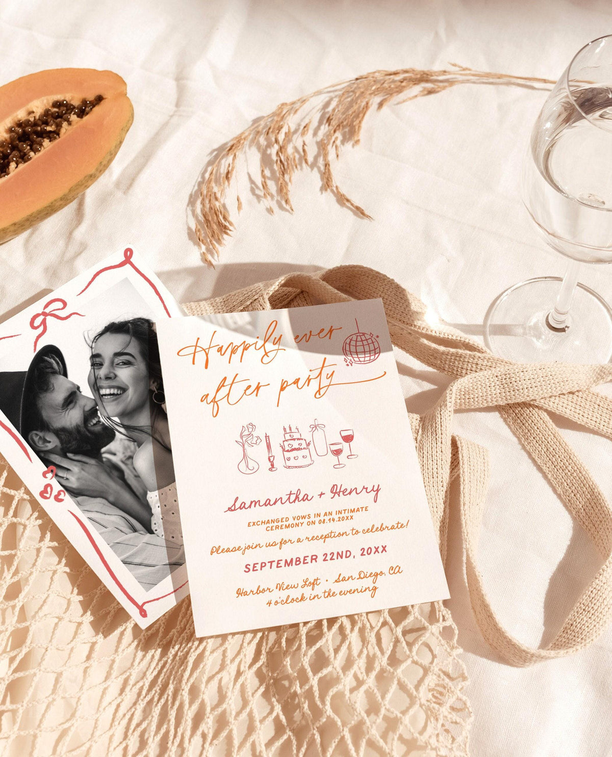 Happily Ever After Party Invitation with Envelopes | Retro Disco Reception