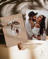 Cream Photo Save the Date with Envelopes