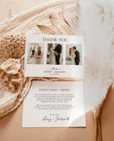 Photo Wedding Thank You Card with Envelopes | Minimalist 3 Photo Strip - Printed Thank You Card by Wild Bloom Design Studio