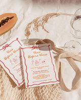 Vino Before Vows Bridal Shower Invitation with Envelopes | Hand-Drawn Colorful Wine Theme - detail view