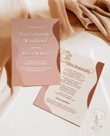 Retro Bachelorette Party Invitation with Itinerary | 70s Disco Groovy Theme - Printed Invitation by Wild Bloom Design Studio