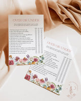 Wildflower Bridal Shower Game Over or Under