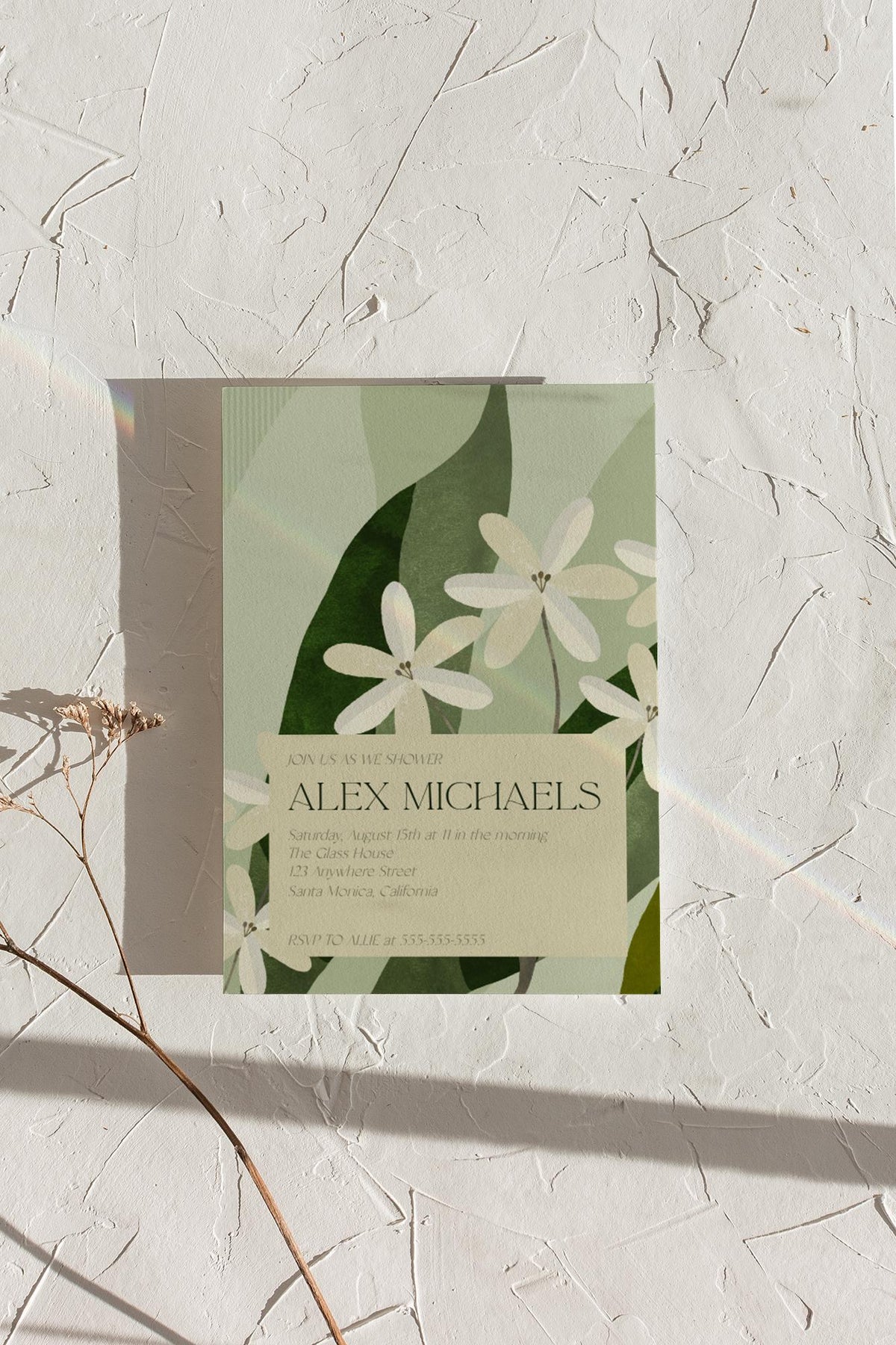 Sage Botanical Wildflower Shower Invitation