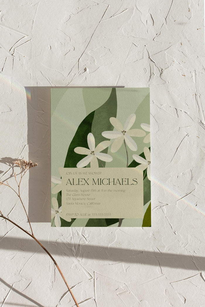 Sage Botanical Wildflower Shower Invitation