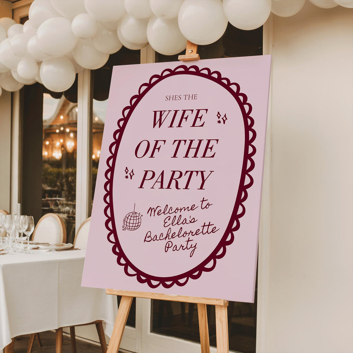 Wife of the Party Bachelorette Welcome Sign