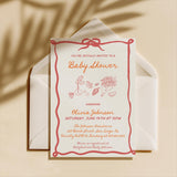 Orange + Coral Baby Shower Invitation with Envelopes