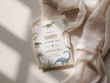 Stomp On Over Dinosaur 2nd Birthday Invitation with Envelopes