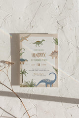 Stomp On Over Dinosaur 2nd Birthday Invitation with Envelopes