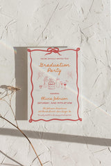 Orange + Coral Graduation Party Invitation with Envelopes