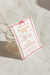 Orange + Coral Graduation Party Invitation with Envelopes