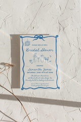Dusty Blue Hand Drawn Bridal Shower Invitation with Envelopes