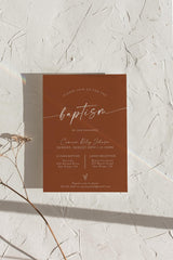 Terracotta Baptism Invitation with Envelopes