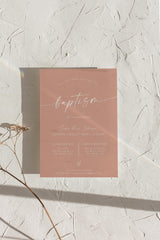 Blush Pink Baptism Invitation with Envelopes
