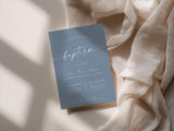 Dusty Blue Baptism Invitation with Envelopes