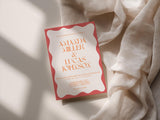 Coral Wavy Border Wedding Invitation with Envelopes