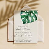 Monstera Tropical Baby Shower Invitation with Envelopes