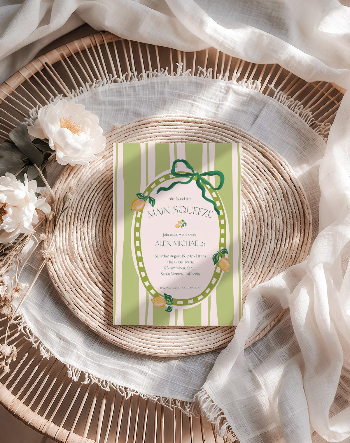 Main Squeeze Bridal Shower Invitation with Envelopes