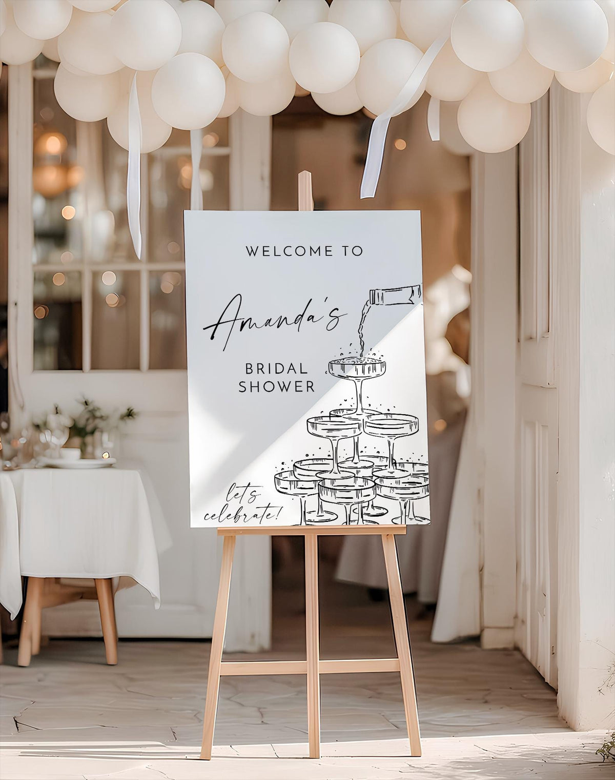 Champagne Tower Bridal Shower Welcome Sign