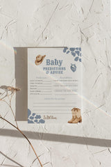 Blue Coyboy Baby Shower Predictions and Advice Keepsake