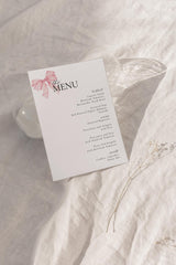 Pink Bow Wedding Menu Card