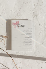 Pink Bow Wedding Menu Card
