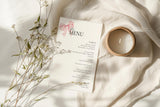 Pink Bow Wedding Menu Card