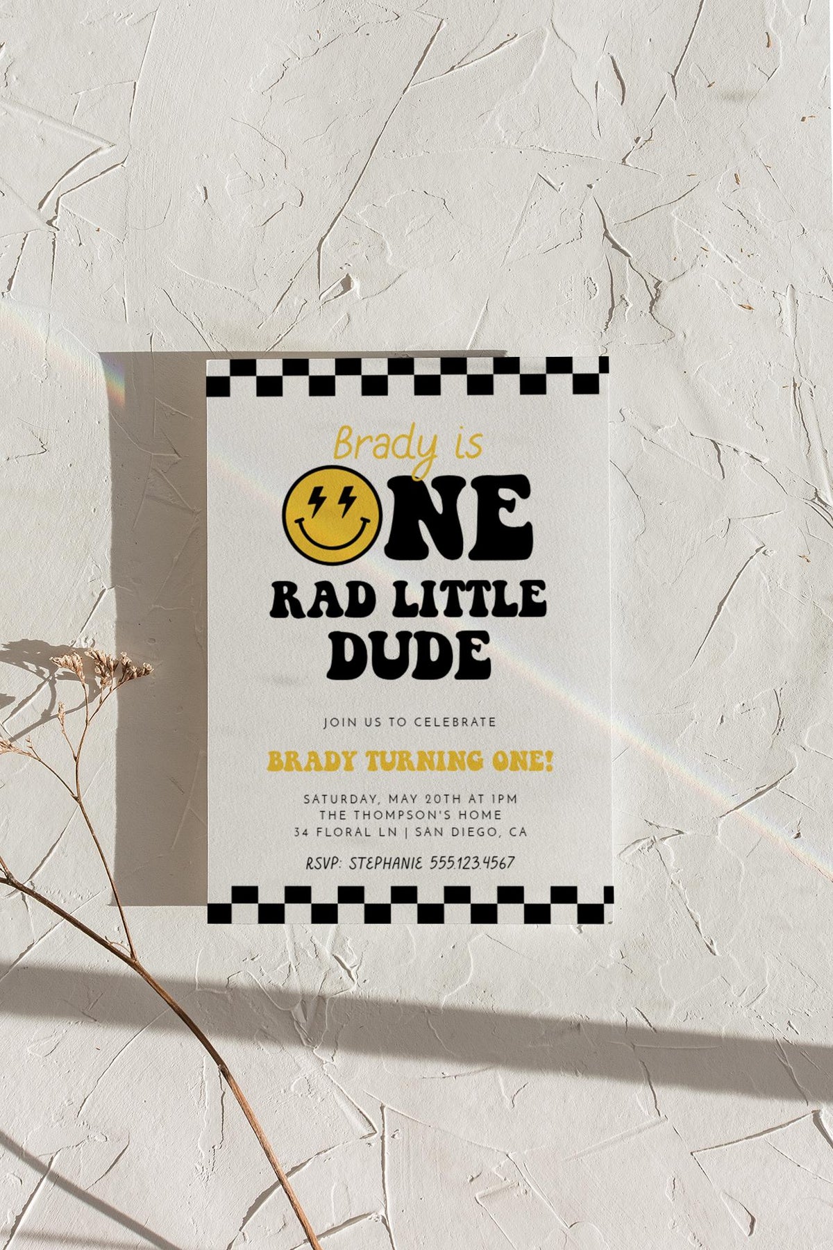One Rad Little Dude First Birthday Invite
