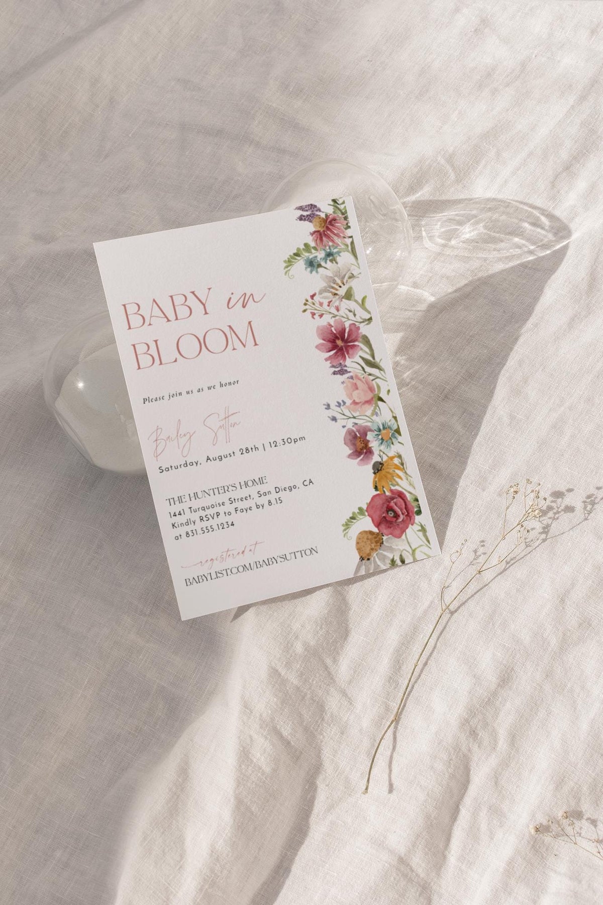 Baby In Bloom Wildflower Baby Shower Invite
