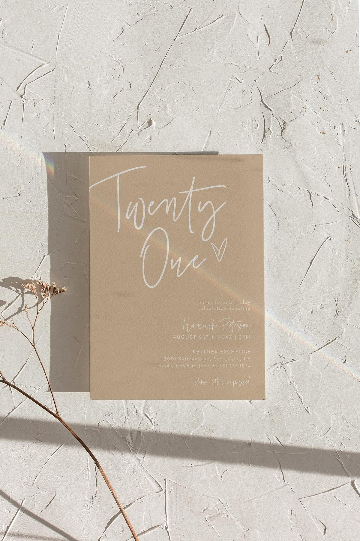 Twenty One Birthday Invitation with Envelopes
