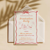 Orange + Coral Graduation Party Invitation with Envelopes