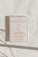 Black + Coral Champagne Bridal Shower Invitation with Envelopes