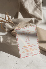 Black + Coral Champagne Bridal Shower Invitation with Envelopes