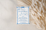 Dusty Blue Hand Drawn Bridal Shower Invitation with Envelopes